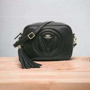 VALENTINO By Mario Valentino Mia Black Leather Shoulder Crossbody Bag New!